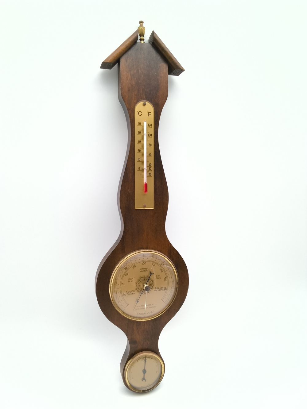 Vintage Baromaster Wooden Banjo Weather Station - Barometer, Thermometer